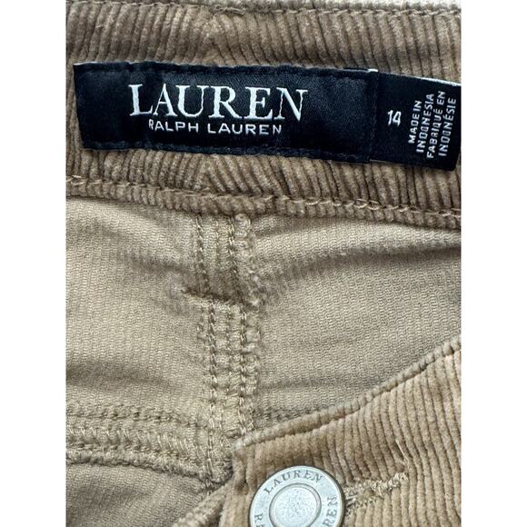 Lauren Ralph Black Label Navy Brown Corduroy 14 Trousers Pants Flat Straight - Picture 3 of 6